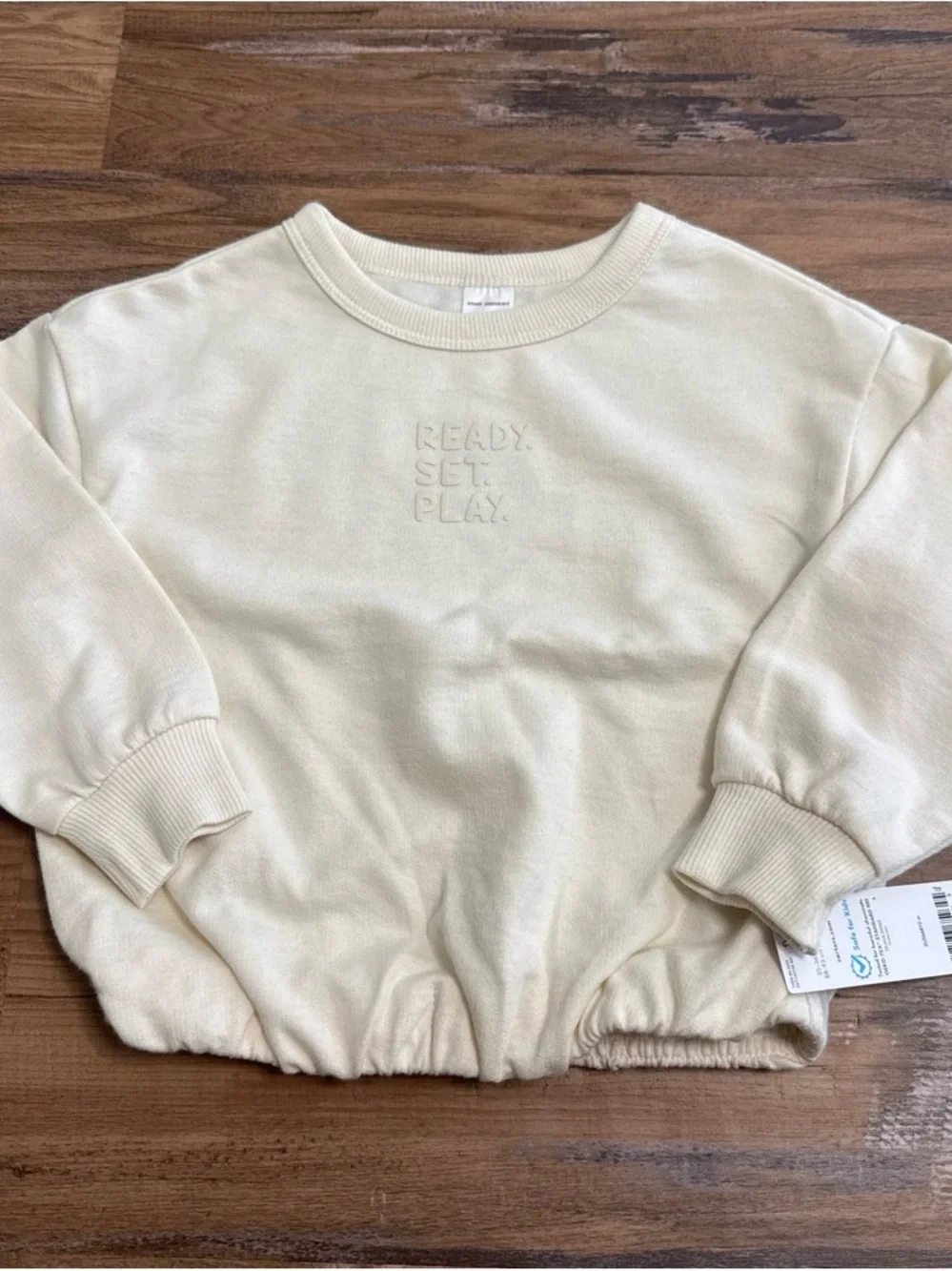 Carter’s Girls Cream 'Ready. Set. Play.' Embossed Sweatshirt